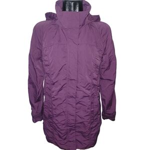 Eddie Bauer Women's Purple Spring Hooded Utility Rain Jacket L